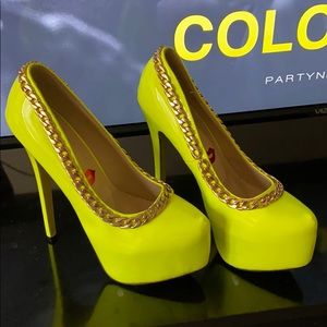 Neon 5 inch  green / yellow heels